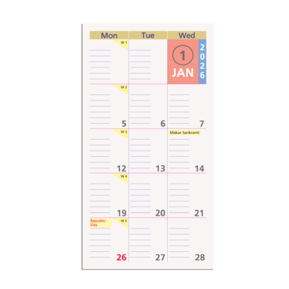 Slim monthly planner | Compact planner 2026 | Monthly planner slim | Planner calendar note | Note planner | Compact organizer